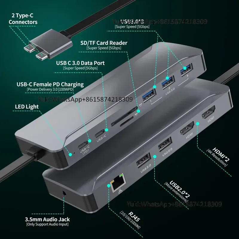 Usb Hub - Estación de Acoplamiento con Doble Pantalla,