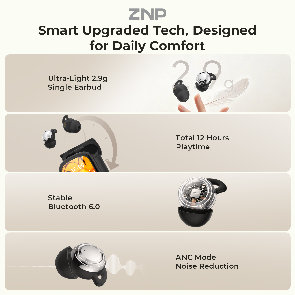 Audífonos ZNP P04 para Dormir  - Headphones Wireless reseña y precio