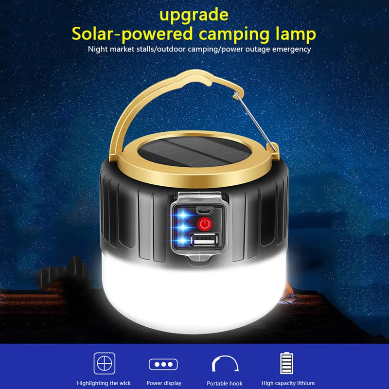 Linterna LED solar para acampa - Power Bank reseña y precio